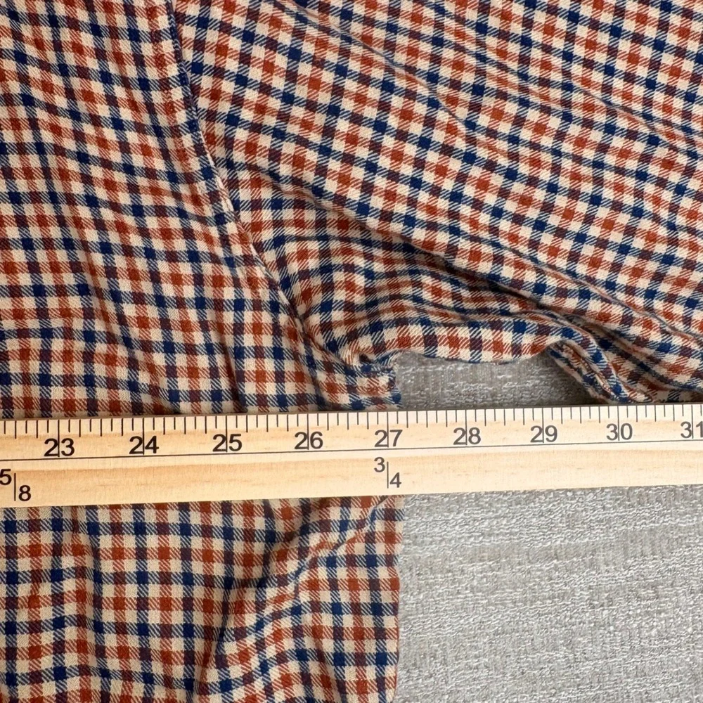 Vintage 90s Orvis Gingham Check Shirt Men XL Orange Blue Cotton Outdoorsy Rugged